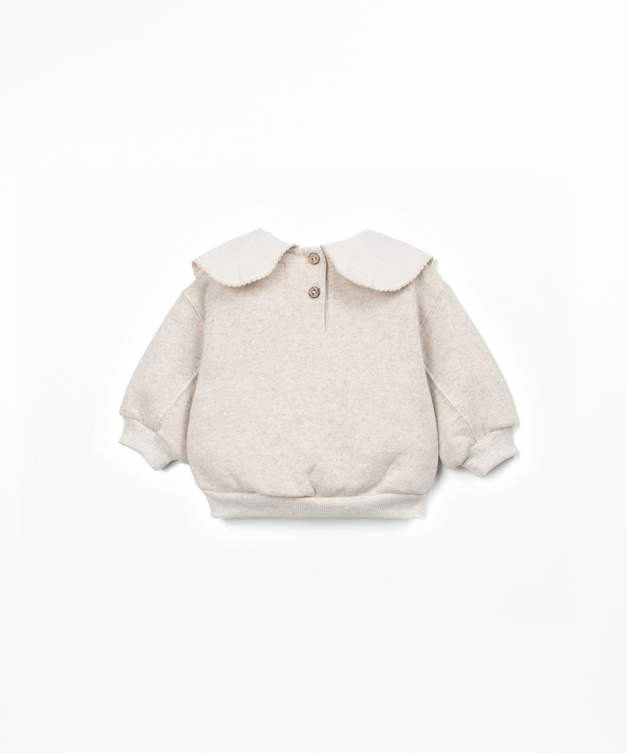 Fleece Sweater with Collar - Latte