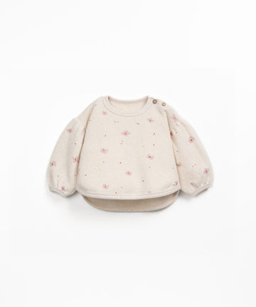 Sweater with Balloon Sleeves - Daisies