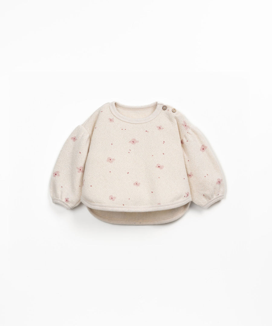 Sweater with Balloon Sleeves - Daisies