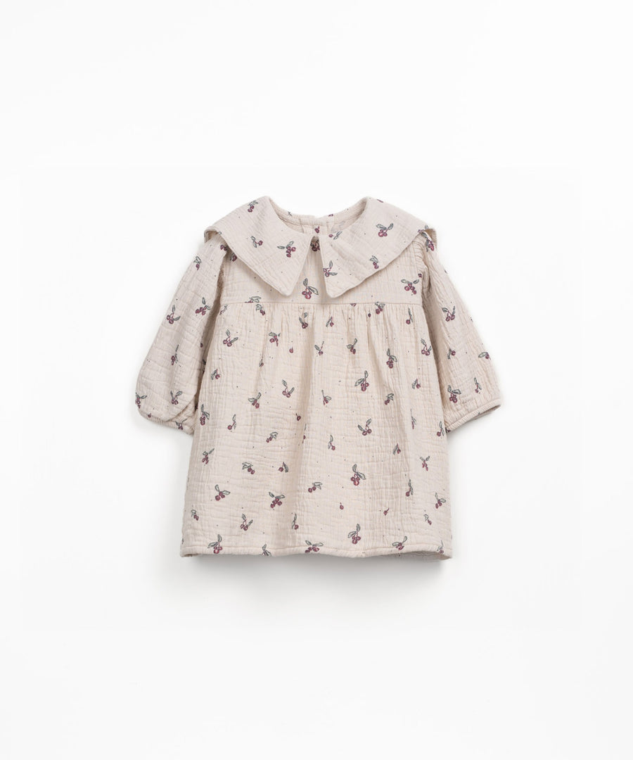 Woven Dress with Collar - Cherries
