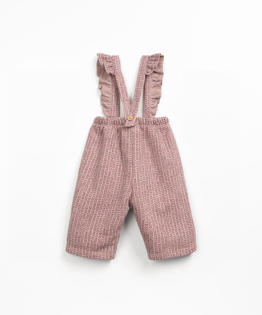 Wide Leg Overalls with Frills - Dusty Rose