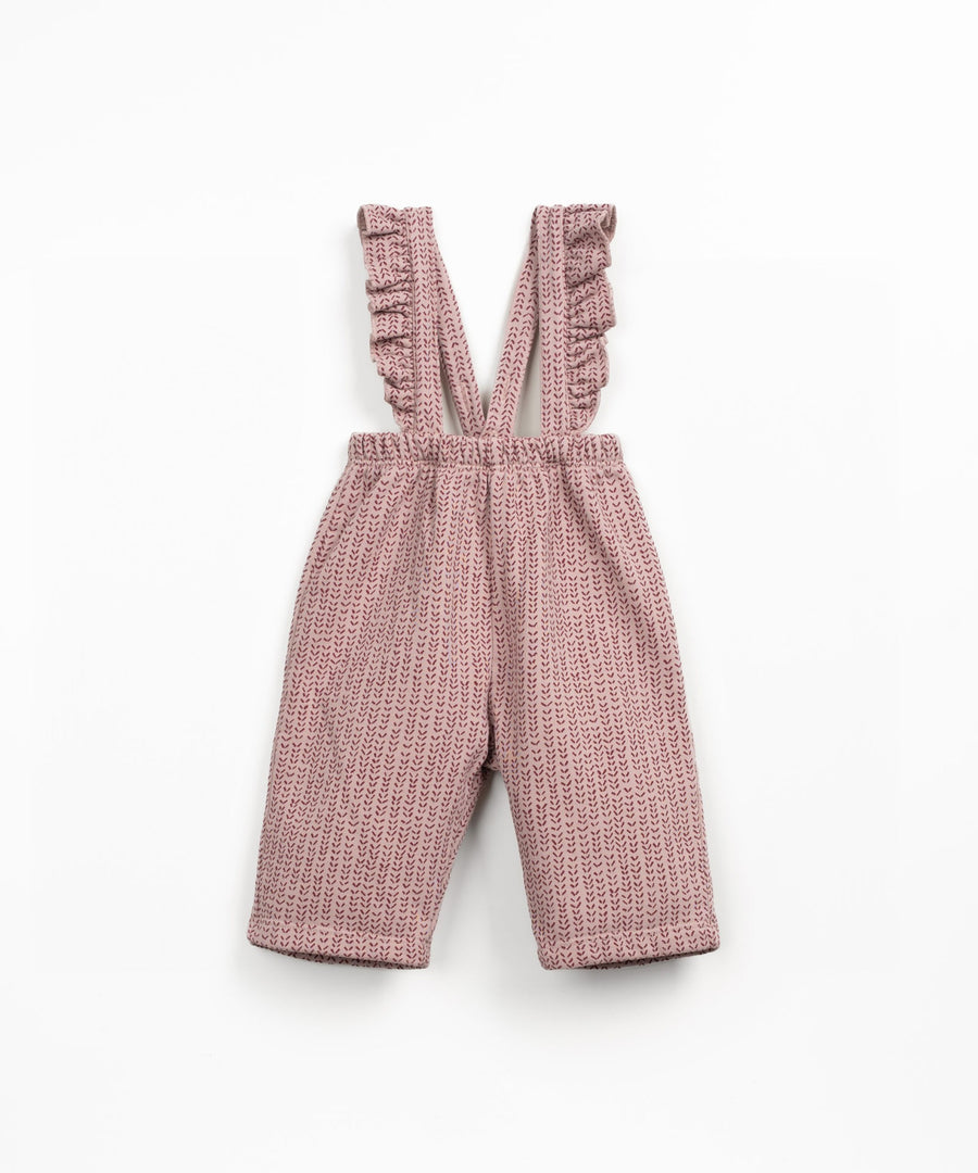 Wide Leg Overalls with Frills - Dusty Rose