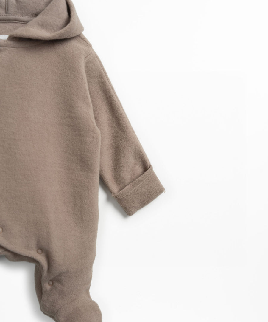 Organic Polar Jumpsuit with Hood - Cocoa