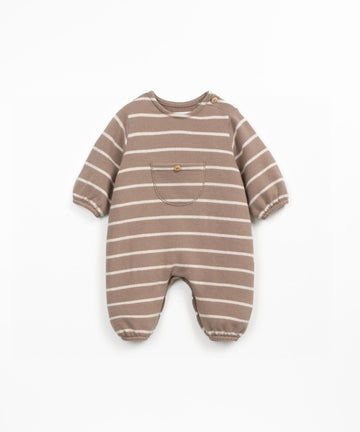 Striped Jumpsuit with Pocket - Cocoa
