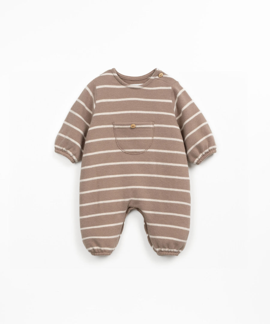 Striped Jumpsuit with Pocket - Cocoa