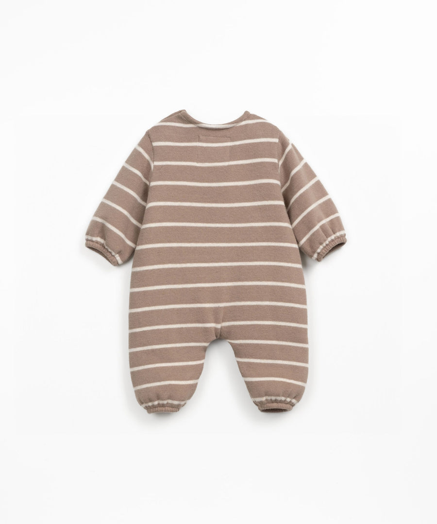 Striped Jumpsuit with Pocket - Cocoa