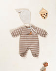 Striped Jumpsuit with Pocket - Cocoa
