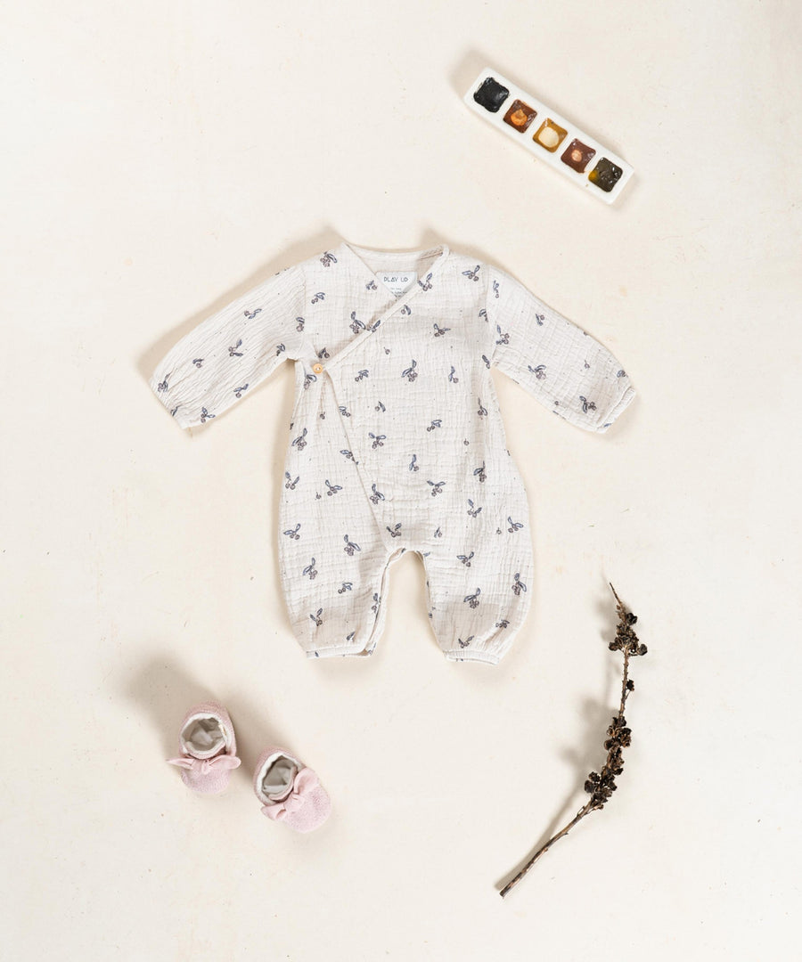 Woven Kimono Jumpsuit - Cherries