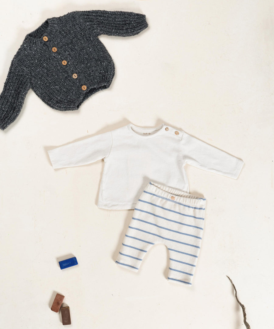 Striped Knit Leggings - Blues