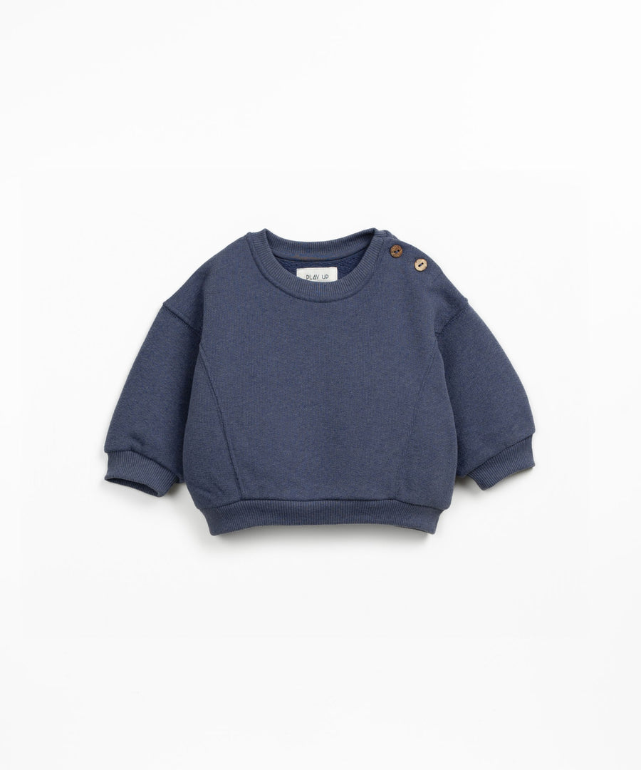 Crewneck Sweatshirt with Fleece - Denim Blue