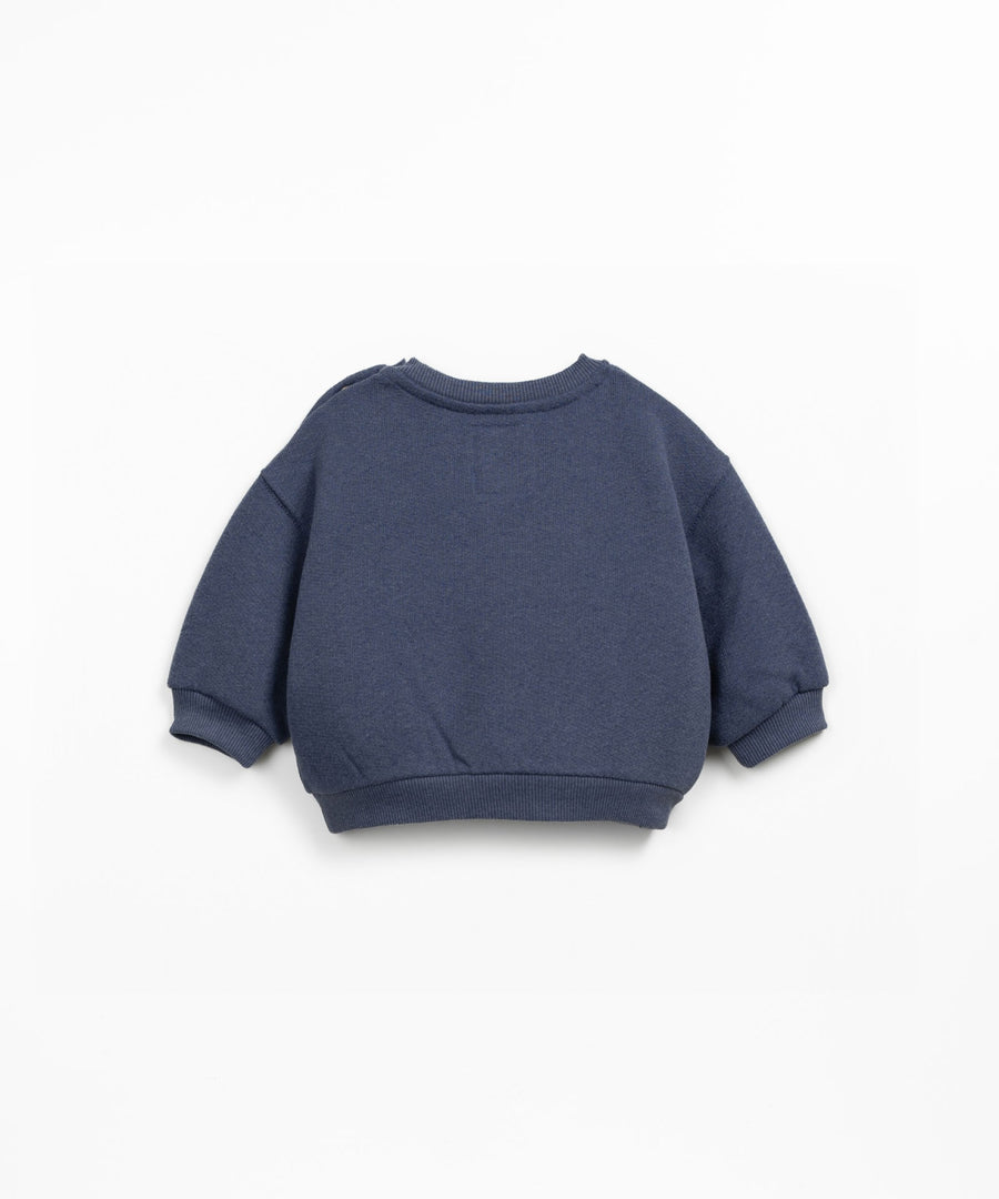 Crewneck Sweatshirt with Fleece - Denim Blue