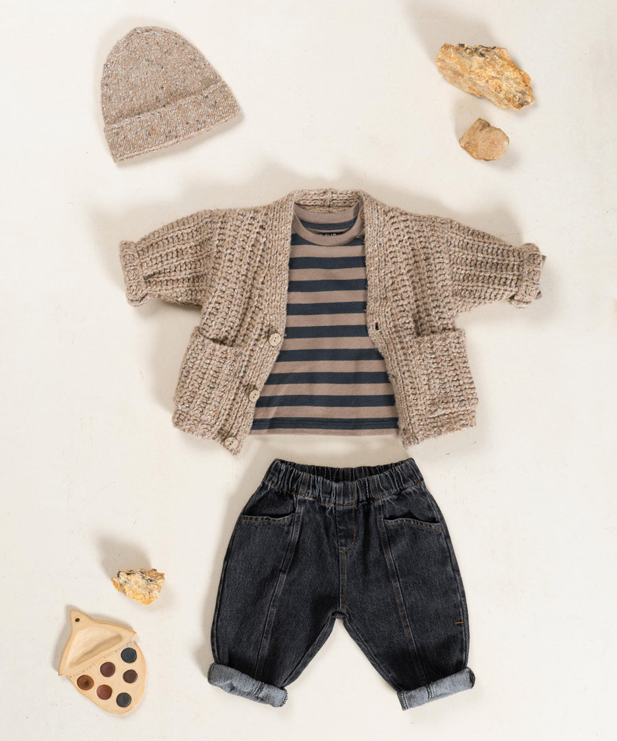 Knitted V-Neck Cardigan - Cocoa