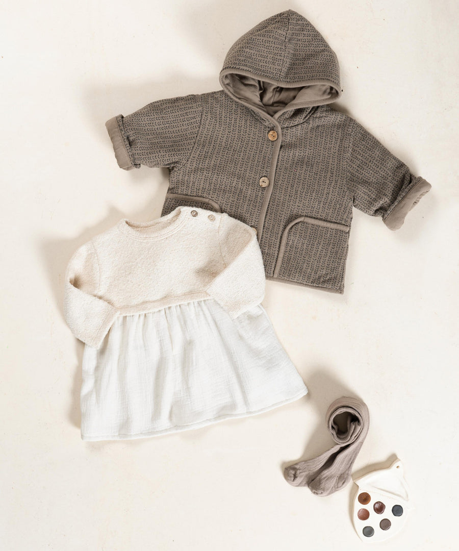 Dress in Jersey and Woven mix - Latte