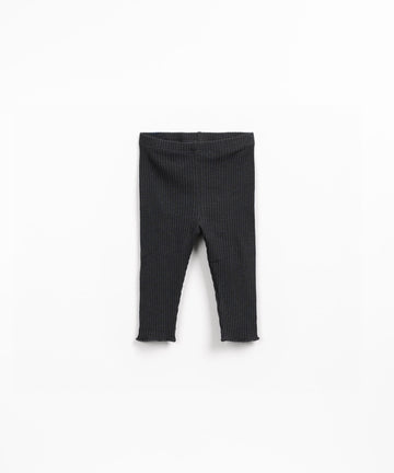 Organic Ribbed Leggings - Charcoal Blue