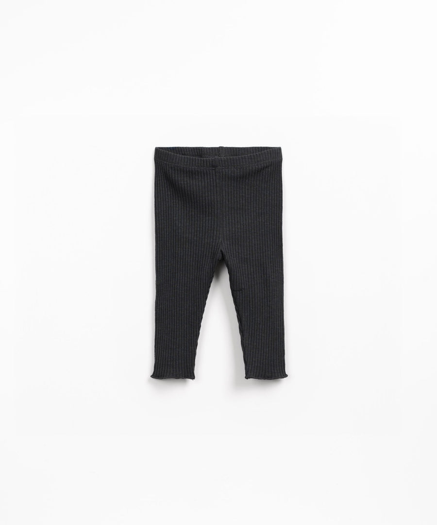 Organic Ribbed Leggings - Charcoal Blue
