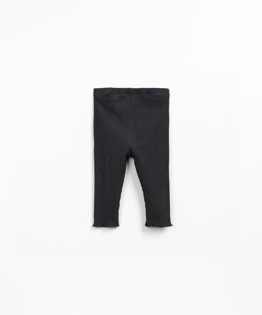Organic Ribbed Leggings - Charcoal Blue