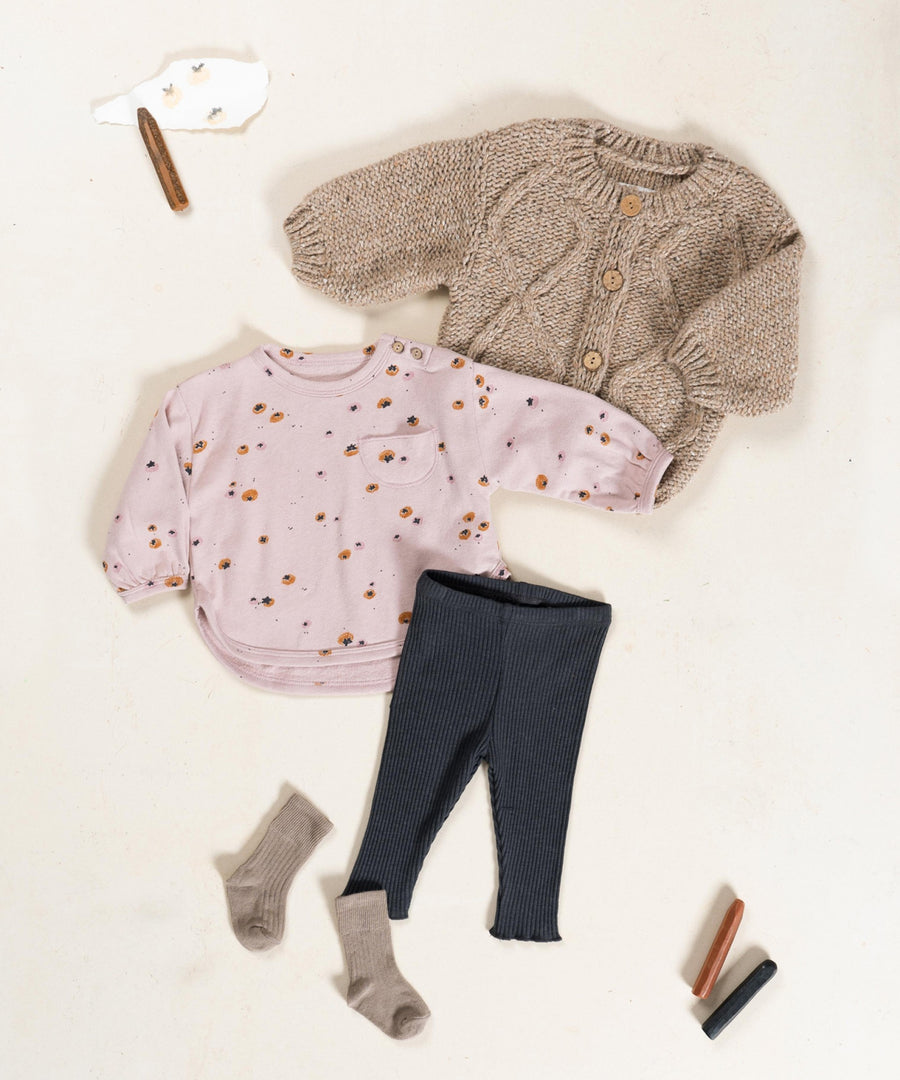 Organic Ribbed Leggings - Charcoal Blue