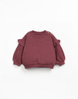 Crew Sweater with Frills - Mulberry