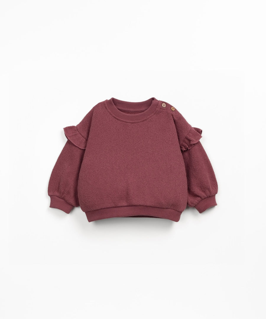 Crew Sweater with Frills - Mulberry