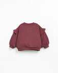Crew Sweater with Frills - Mulberry