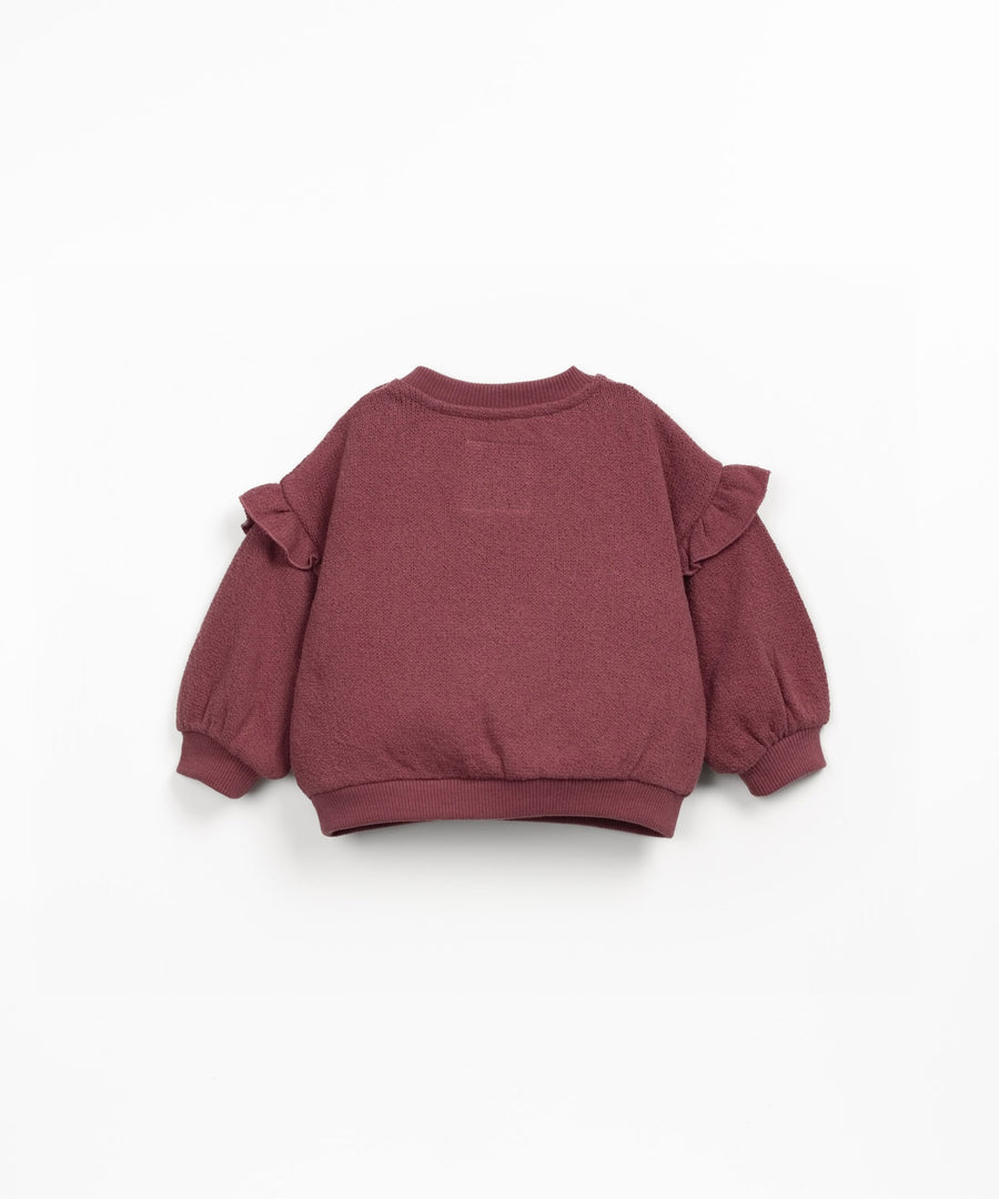 Crew Sweater with Frills - Mulberry