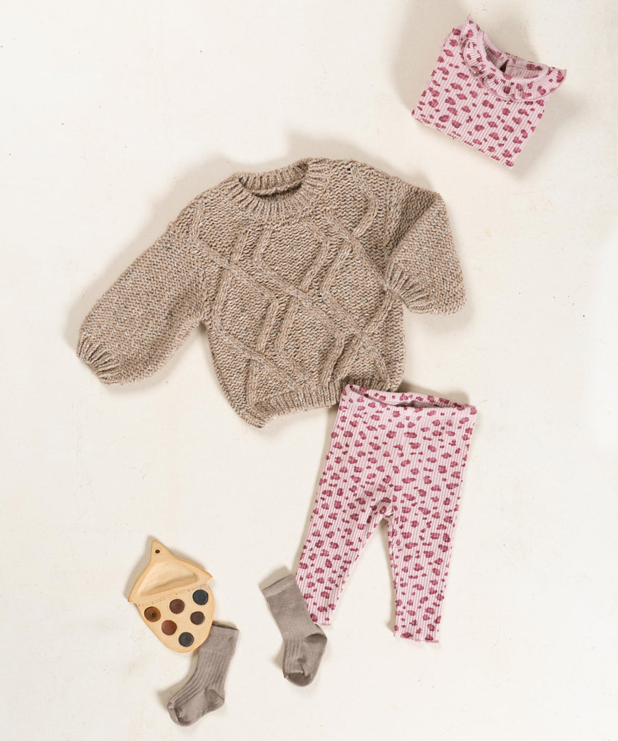 Knit Wool Sweater - Light Brown