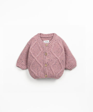 Knit Cardigan with coconut buttons - Dusty Rose