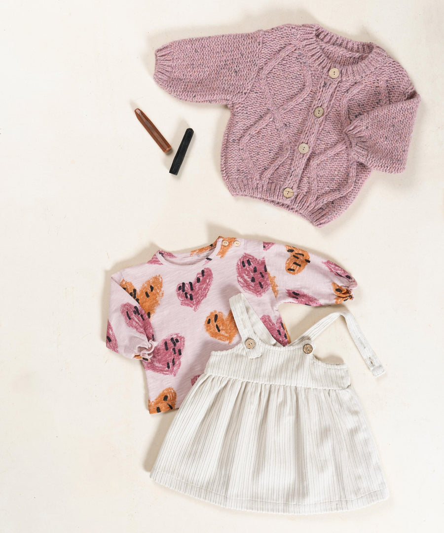 Knit Cardigan with coconut buttons - Dusty Rose