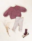 Striped Jersey Leggings - Mulberry