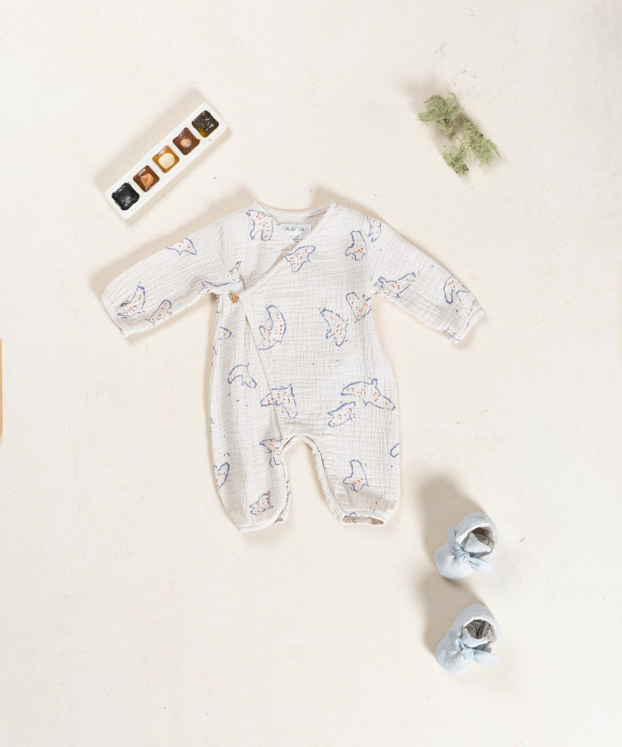 Woven Kimono Jumpsuit - Birds