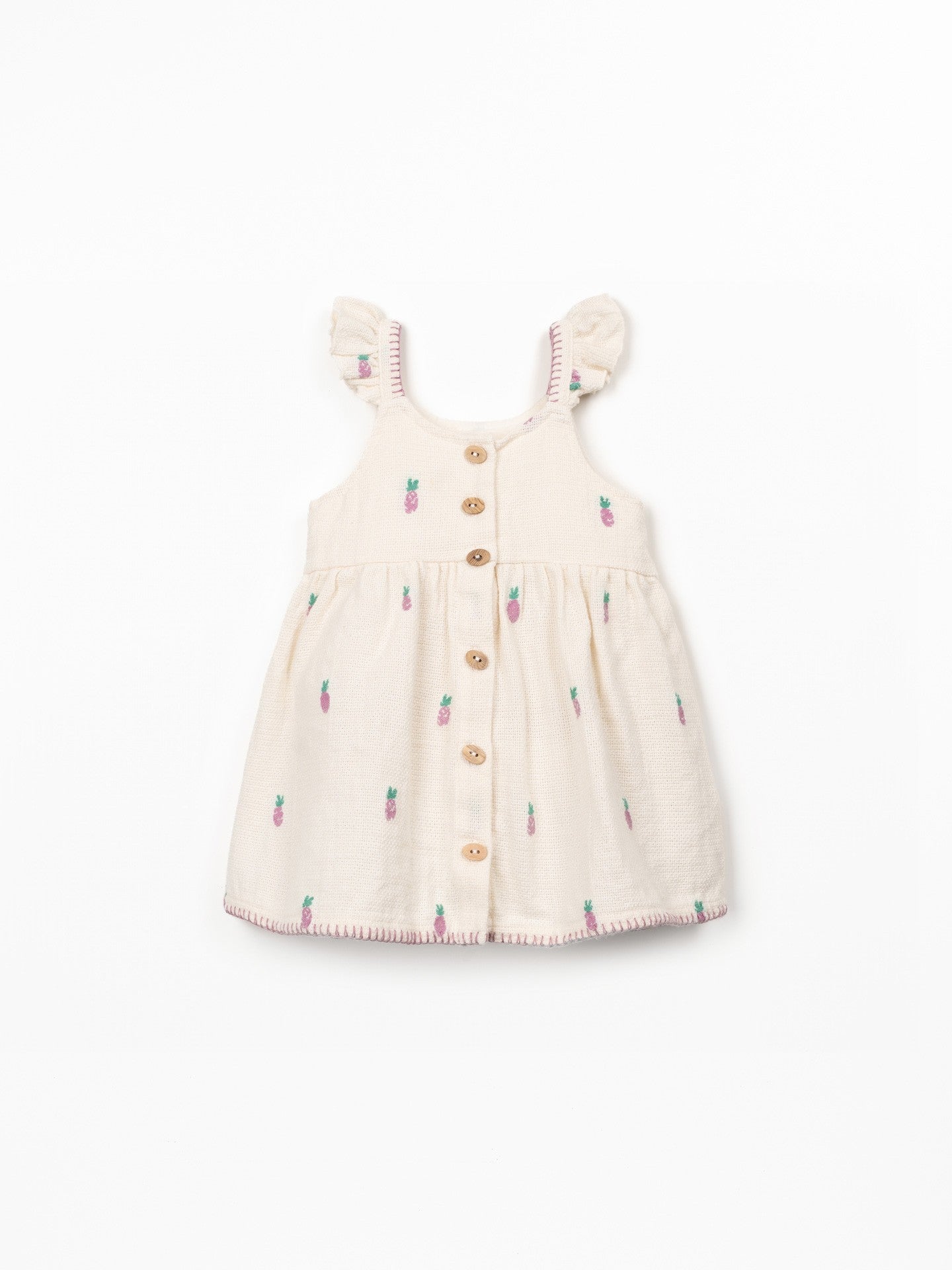 Cotton Dress with Ruffles - Pineapples