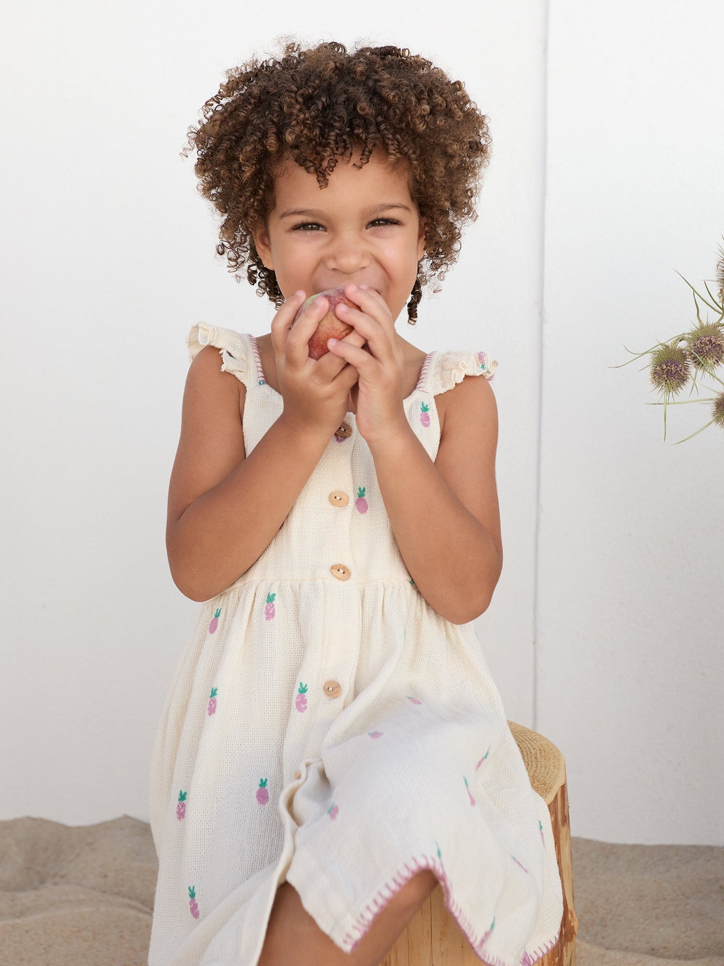 Cotton Dress with Ruffles - Pineapples