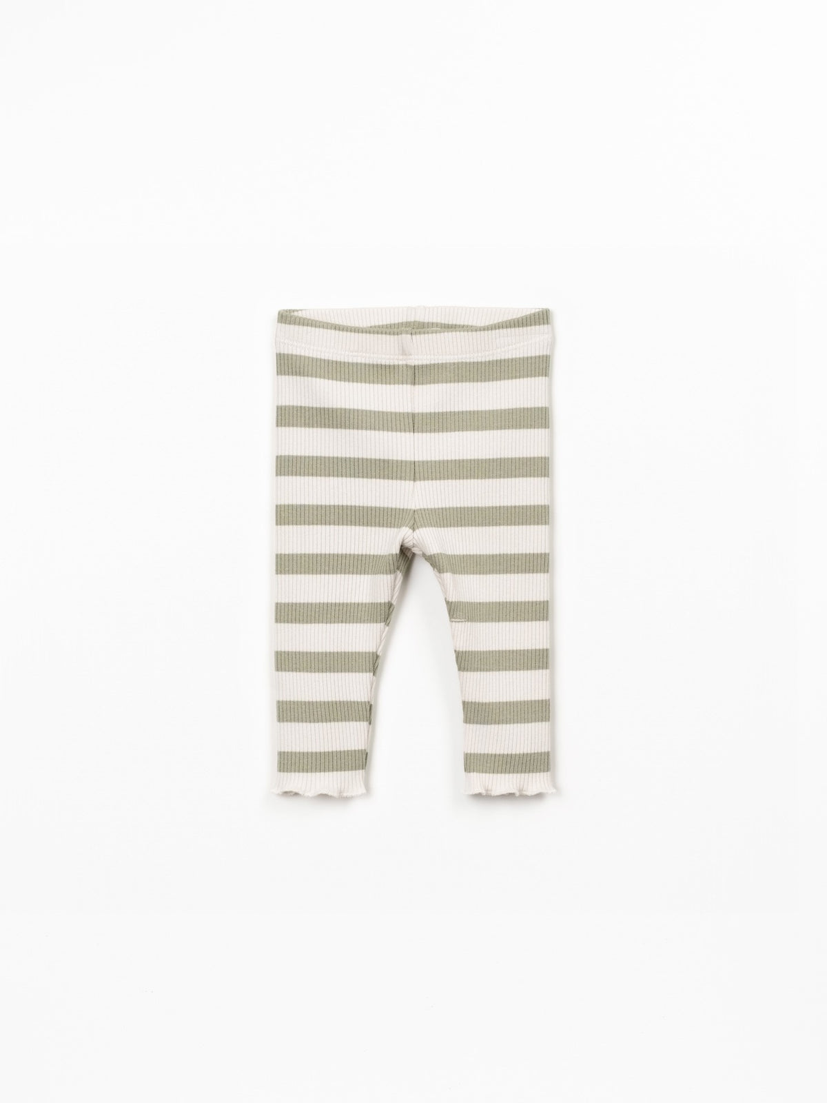 Ribbed Striped Leggings - Willow Green