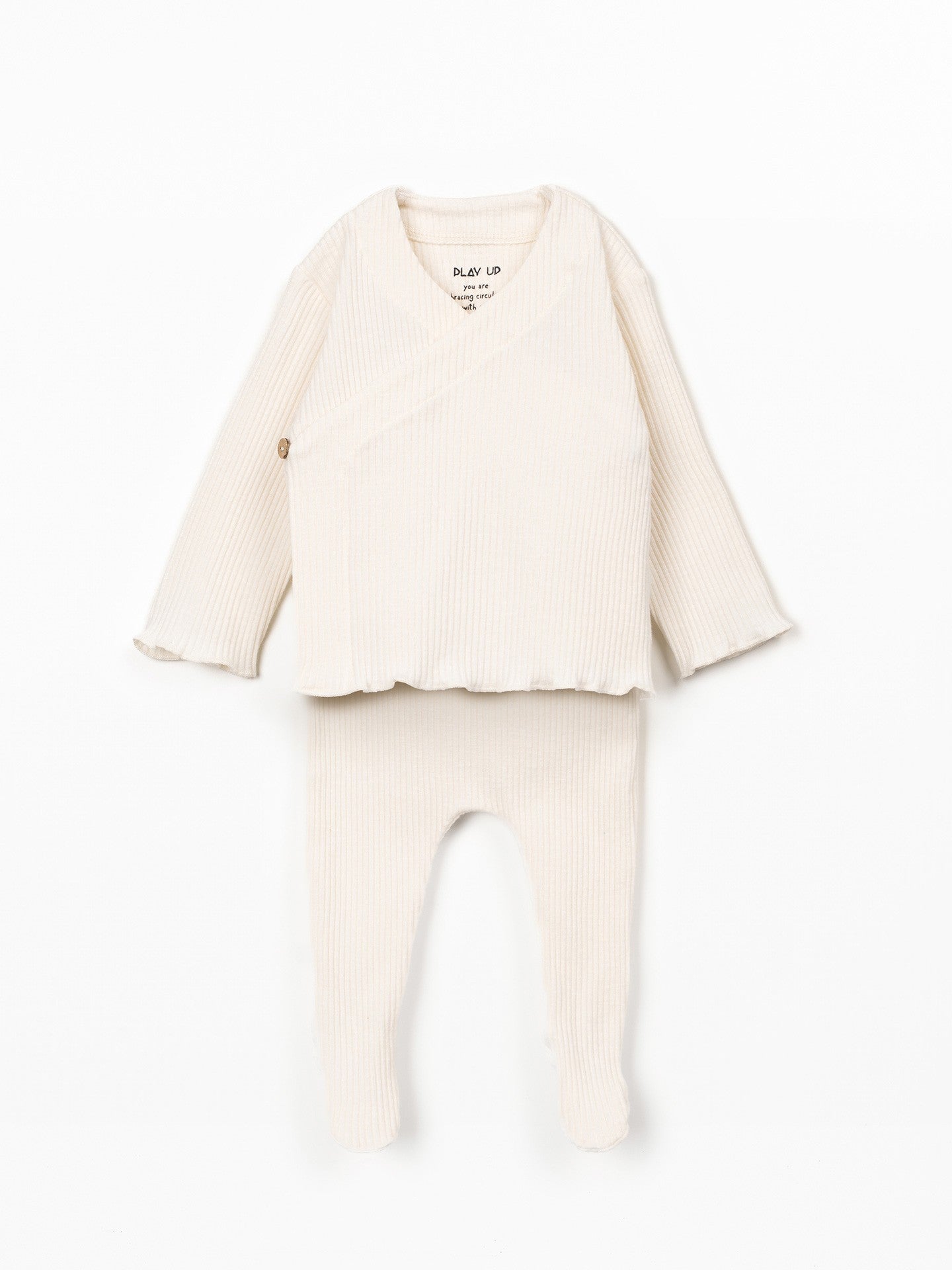 Kimono Top Jacket & Footed Leggings Set - Vanilla