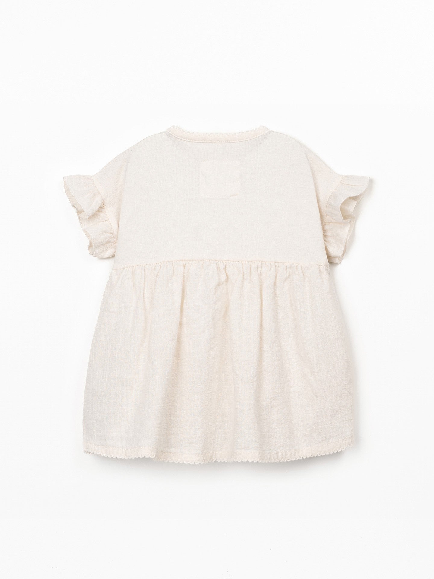 Dress with Mixed Fabrics - Ecru