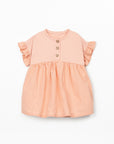 Dress with Mixed Fabrics - Peach