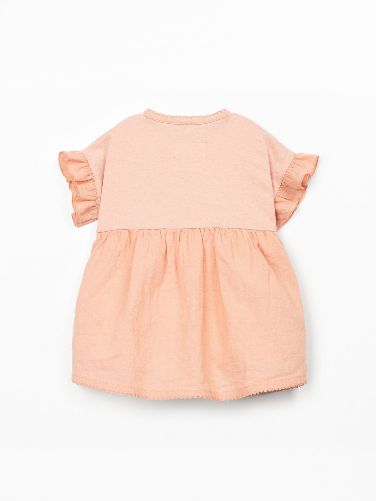 Dress with Mixed Fabrics - Peach