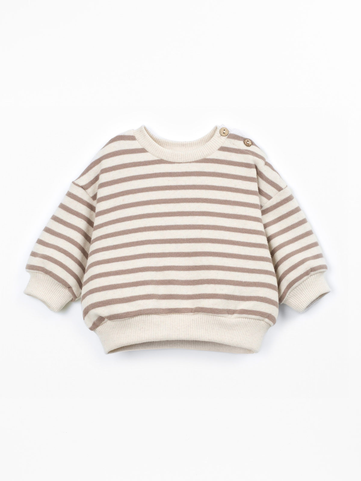 Cotton Jersey Sweater - Light Brown Stripe