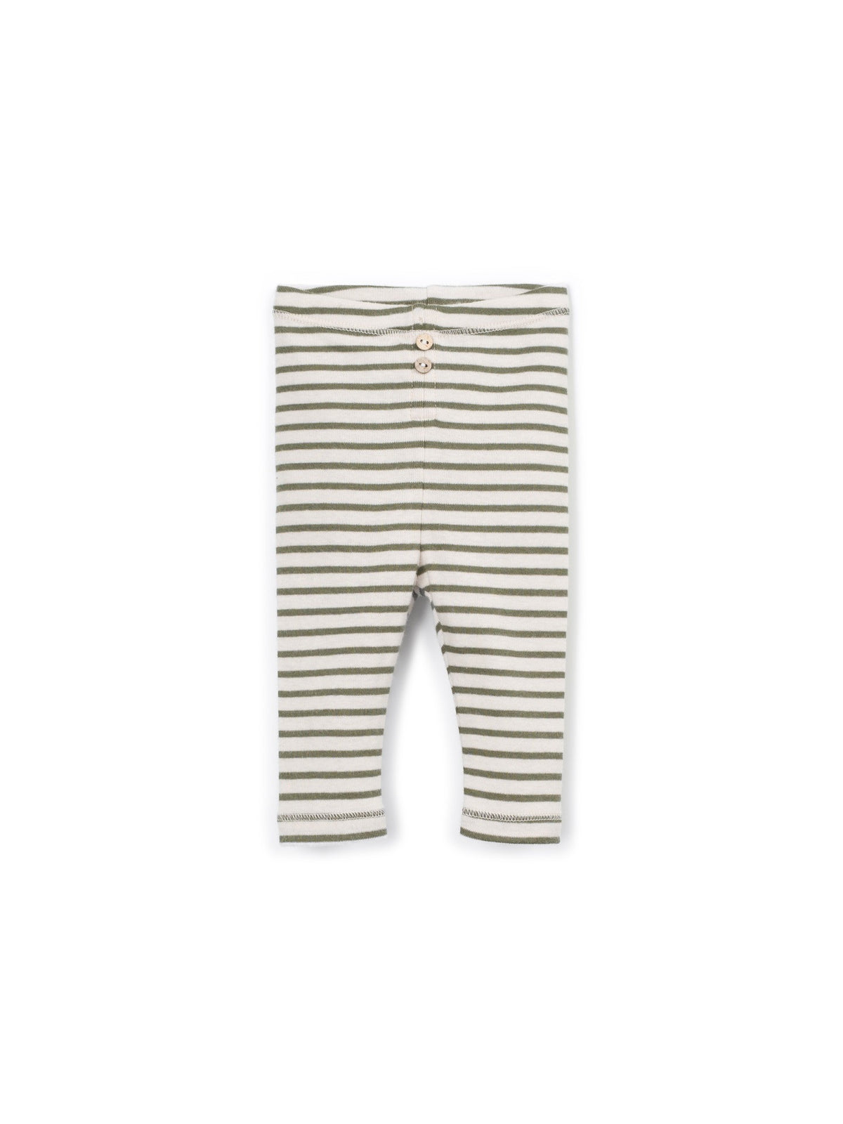 Organic Cotton Stripe Ribbed Leggings - Khaki