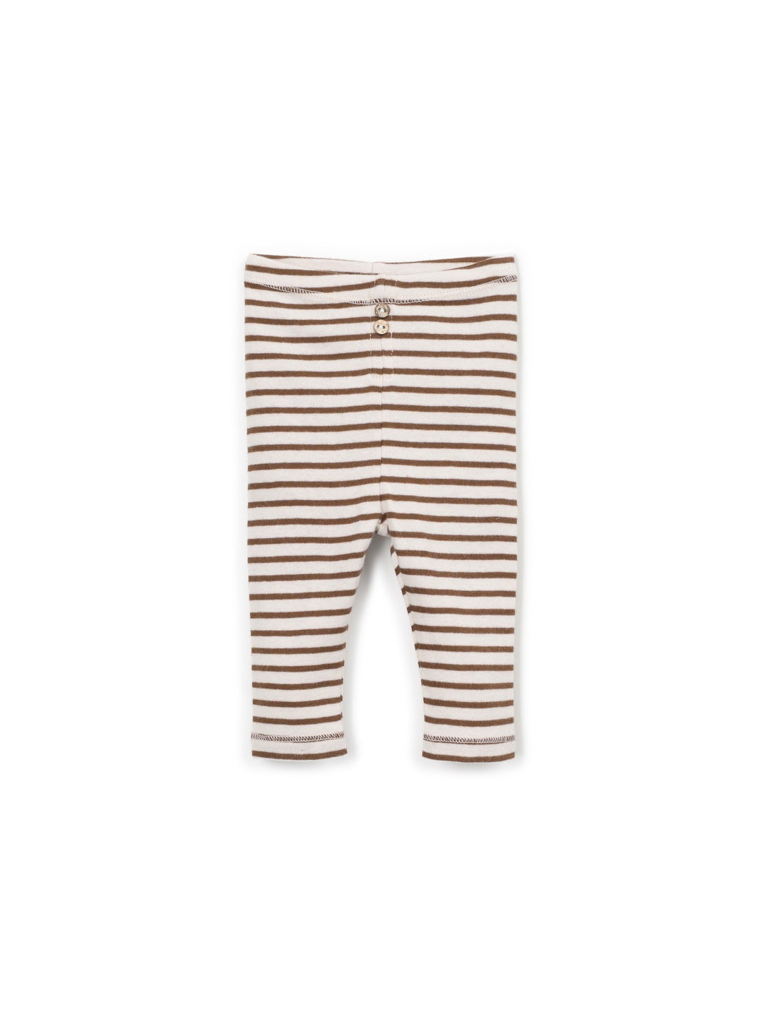Organic Cotton Stripe Ribbed Leggings - Chocolate