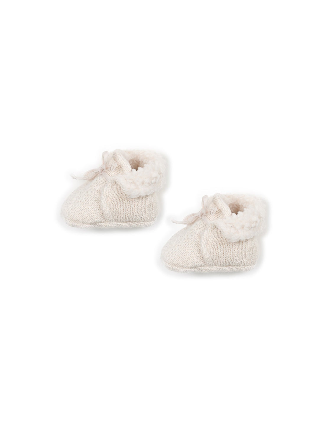 Cotton Knit Booties - Cream