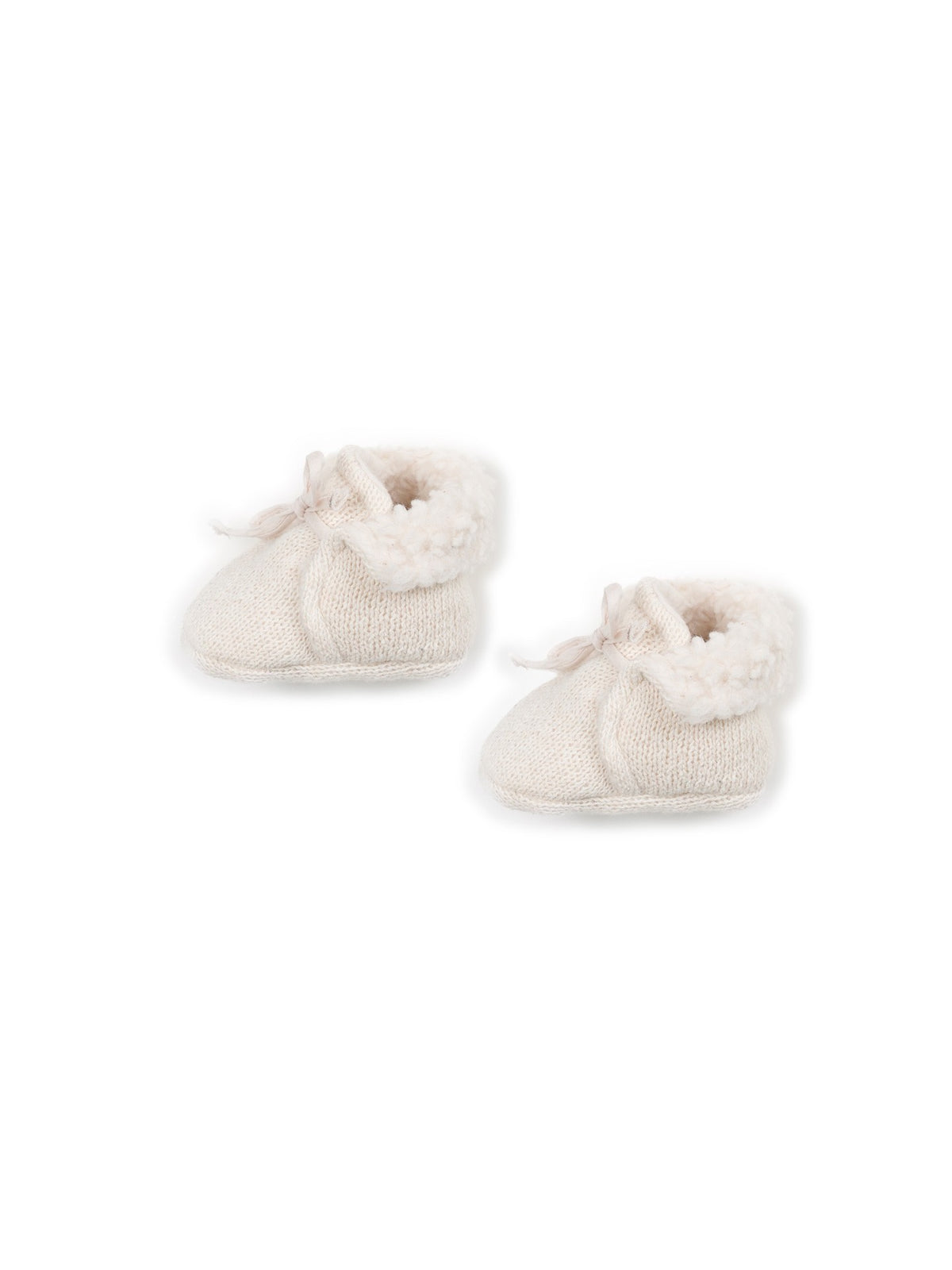 Cotton Knit Booties - Cream