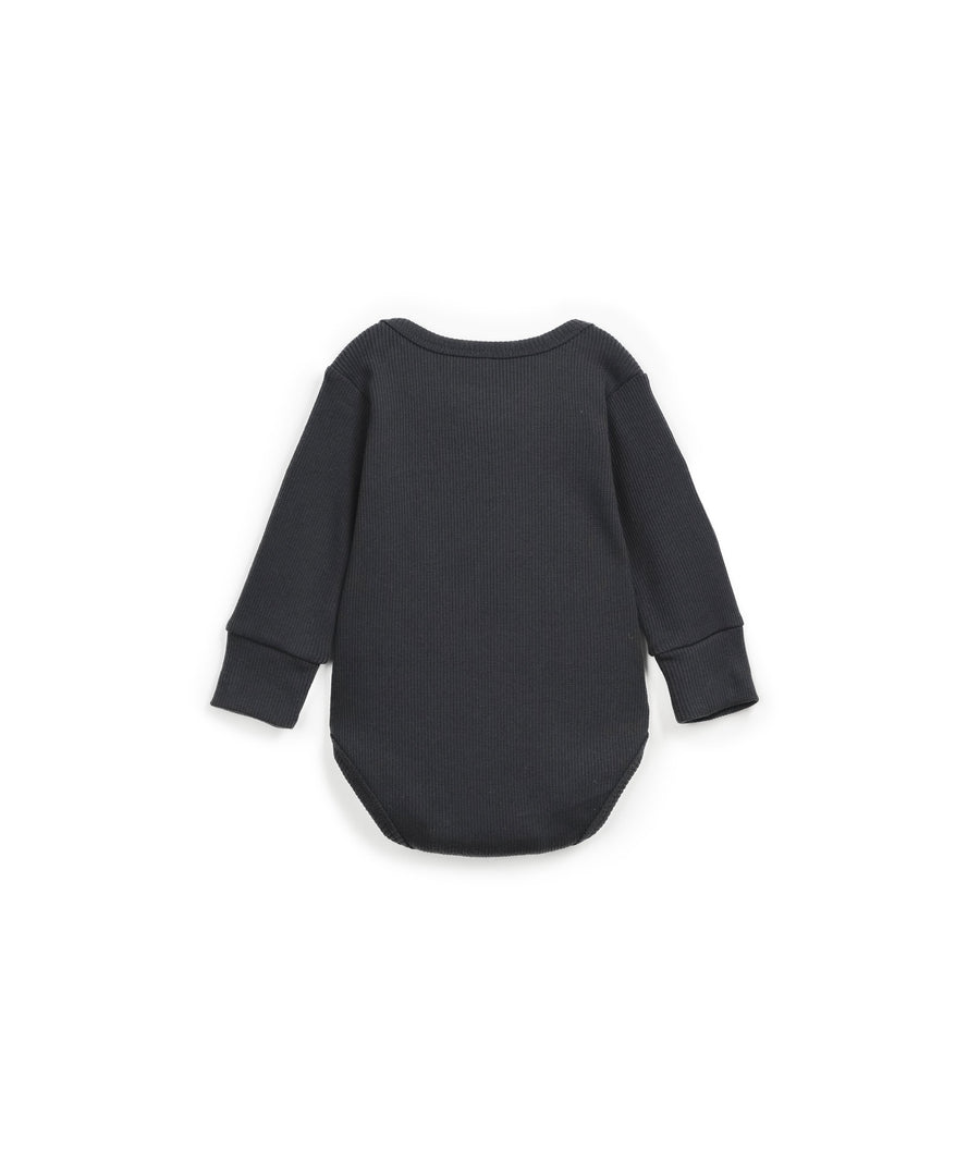 Ribbed bodysuit in organic cotton - Charcoal