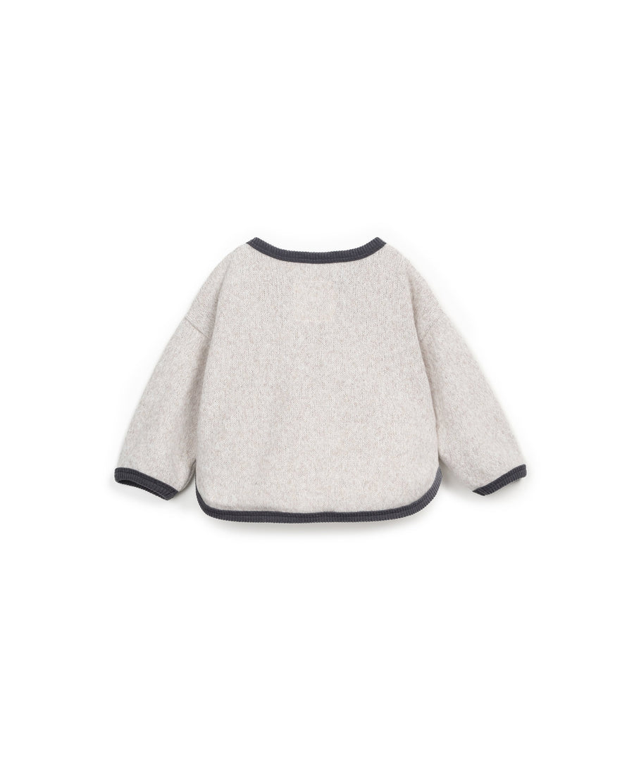 Sweater with Contrast seams - Ecru and blue