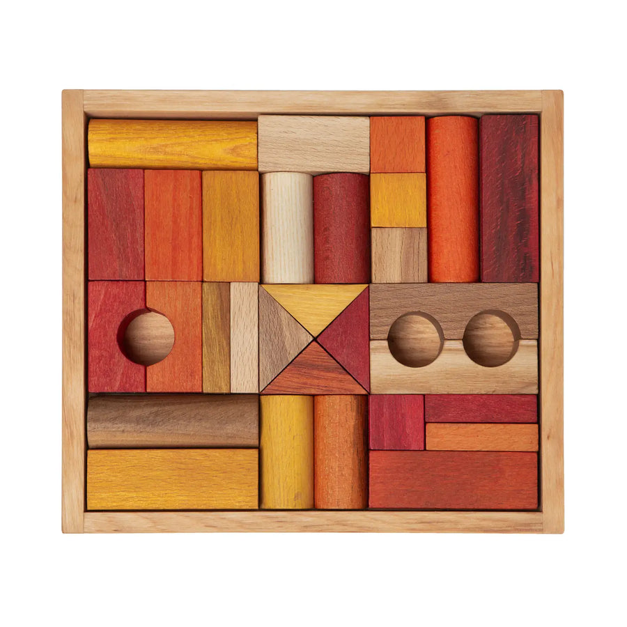 Wooden Blocks in Tray - Warm