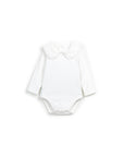 Bodysuit with Cloth collar - White