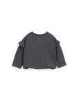 Jersey Cardigan with ruffles - Blue Charcoal