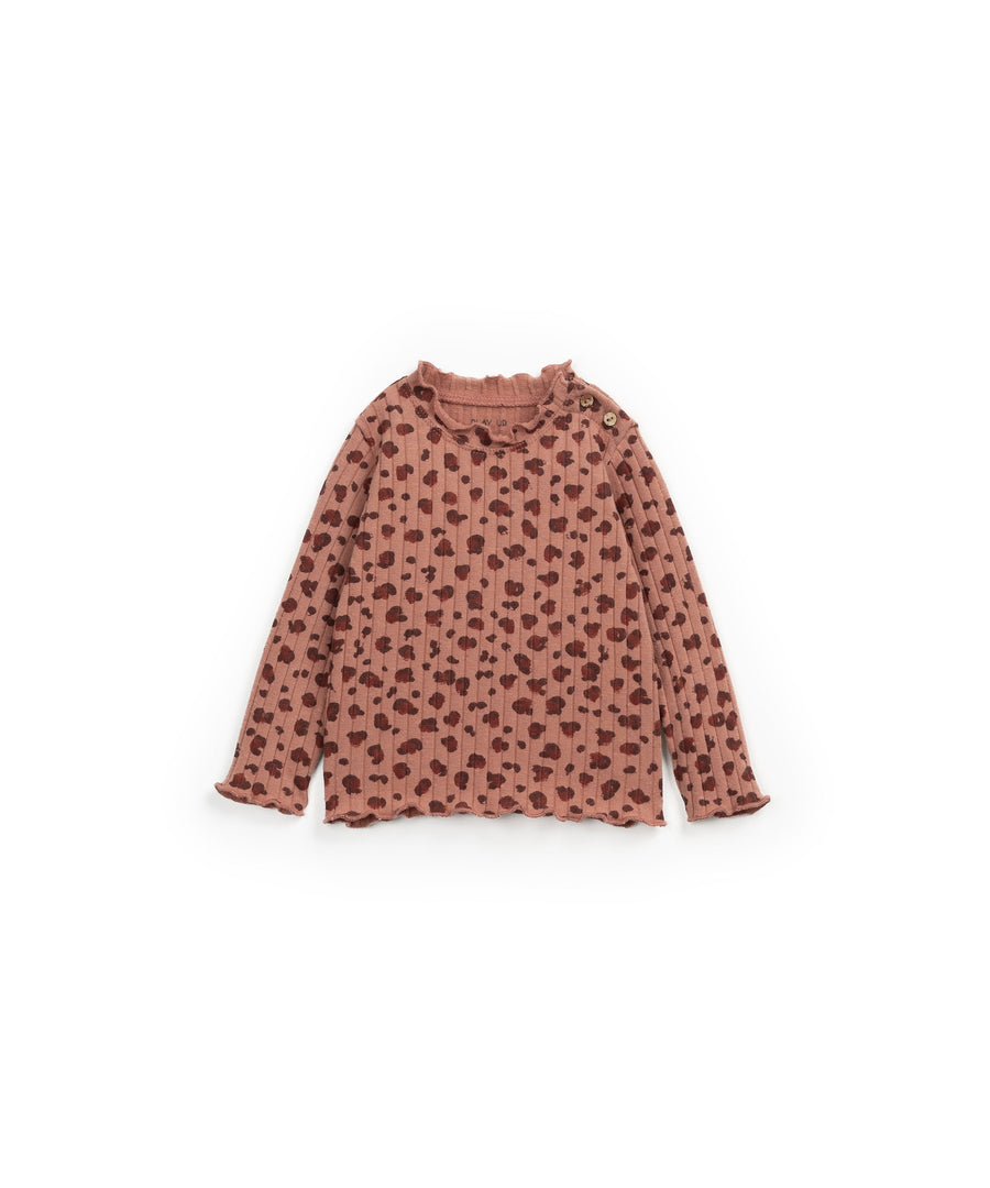 Ribbed T-shirt in Animal Print - Clay