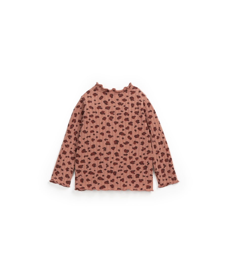 Ribbed T-shirt in Animal Print - Clay