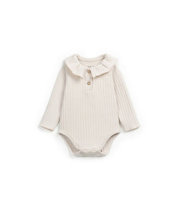 Ribbed Bodysuit with Collar detail - Natural